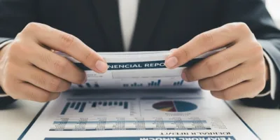 Uma pessoa segurando um pedaço de papel com a palavra financeira