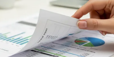 Uma pessoa segurando um pedaço de papel com gráficos