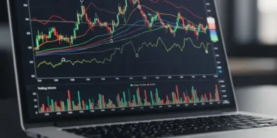 Um laptop com um gráfico na tela